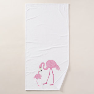 Conjunto De Toalhas Mãe bonita e uma criança de aquarela flamingos