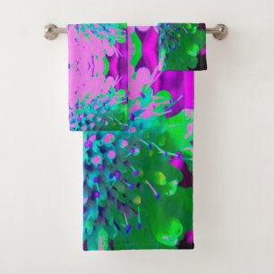 Conjunto De Toalhas Magenta do Abstrato retrô e ventilador do Verde l