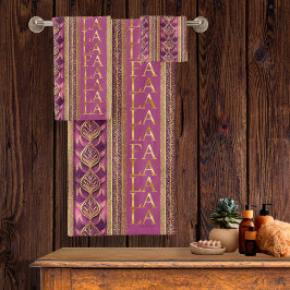 Conjunto De Toalhas Magenta Dourado Natal Fa La Pattern#27 ID1009