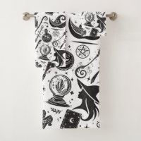 Mágica Bruxa Whimsical Wiccan Pagan Black & White