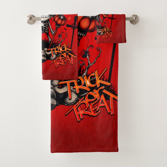 Conjunto De Toalhas Mágica de abóbora e diversão óssea. (Insitu)