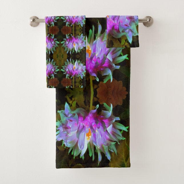 Conjunto De Toalhas Magnífica Dahlia de Cacto Magenta e Verde Lima (Insitu)