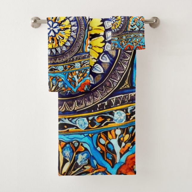 Conjunto De Toalhas Maiolica Floral espanhola italiana medieval (Insitu)