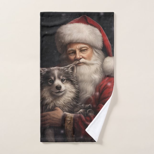 Conjunto De Toalhas Malamute do Alasca com Natal do Papai Noel (Toalha de mão)