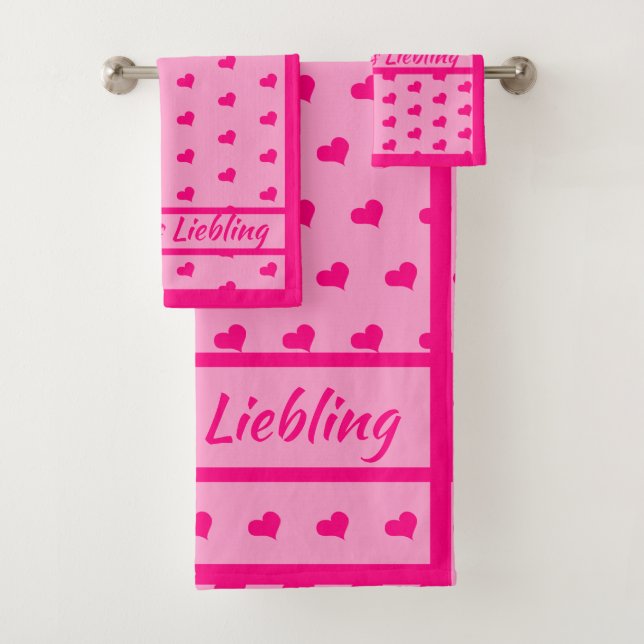 Conjunto De Toalhas Mama`s Liebling rosa Herzen Mädchen (Insitu)