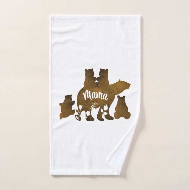 Conjunto De Toalhas Mamãe Ursa com 4 Cubs Mãe de Quatro Crianças Prese (Toalha de mão)