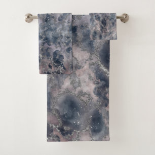 Conjunto De Toalhas Manchado de Aquarela Abstrata Rosa Azul & Rubor
