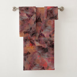 Conjunto De Toalhas Manchas de abelha vermelha sobre fundo preto granu