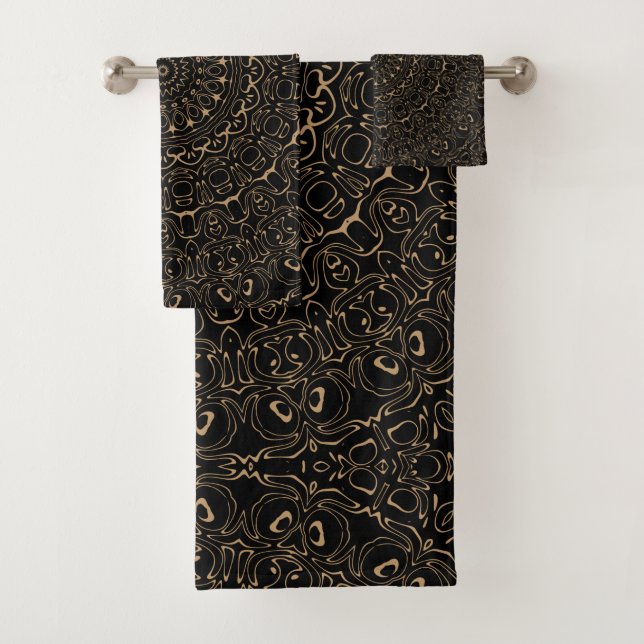 Conjunto De Toalhas Mandala Bege de Camelo com Simetria Elegante (Insitu)