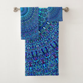 Conjunto De Toalhas Mandala espiritual azul do jardim