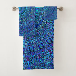 Conjunto De Toalhas Mandala espiritual azul do jardim