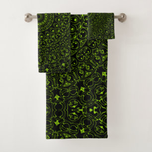 Conjunto De Toalhas Mandala Verde Chartreuse com Simetria Ousada
