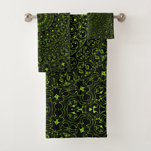 Conjunto De Toalhas Mandala Verde Chartreuse com Simetria Ousada (Insitu)