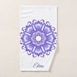 Conjunto De Toalhas Mandala violeta floral. Nome