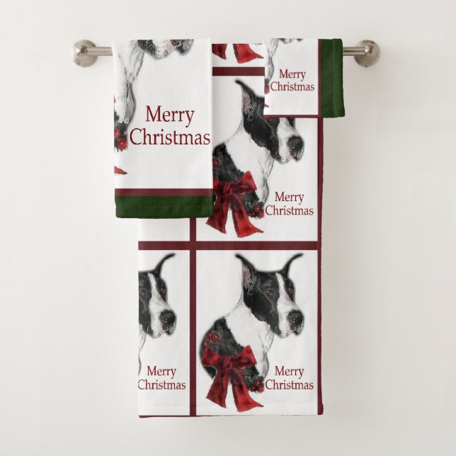 Conjunto De Toalhas Mantle Great Dane Christmas (Insitu)