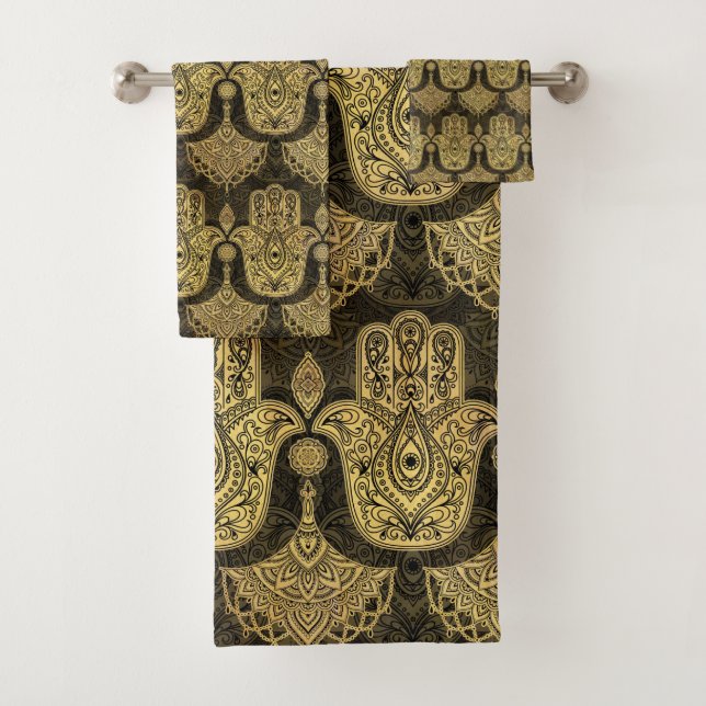 Conjunto De Toalhas Mão de Hamsa - Mão do Padrão de Fátima (Insitu)