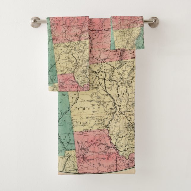 Conjunto De Toalhas Mapa de Stoddard da Selvagem de Adirondack, 1883 (Insitu)