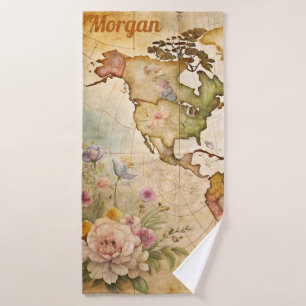 Conjunto De Toalhas Mapa de Vintagens Personalizado