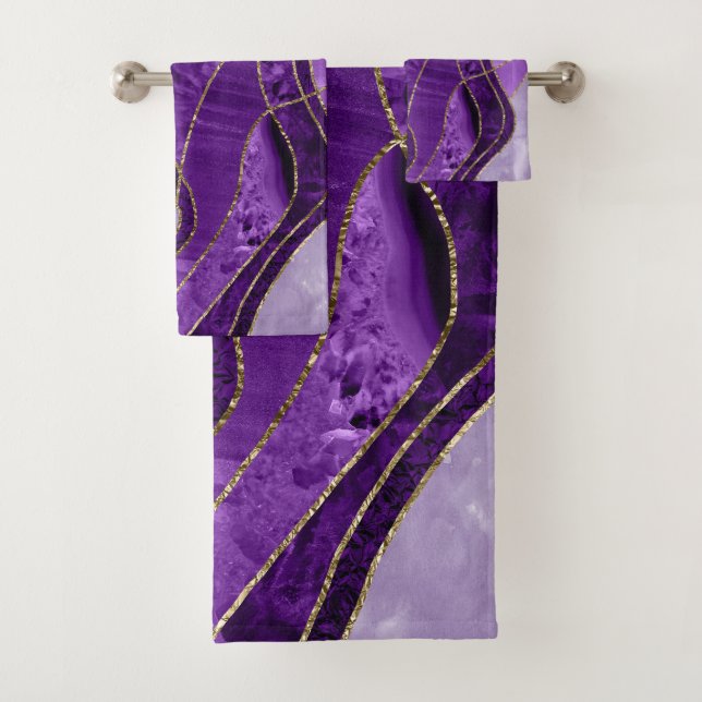 Conjunto De Toalhas Marble Agate Gold Glam 9 (Insitu)