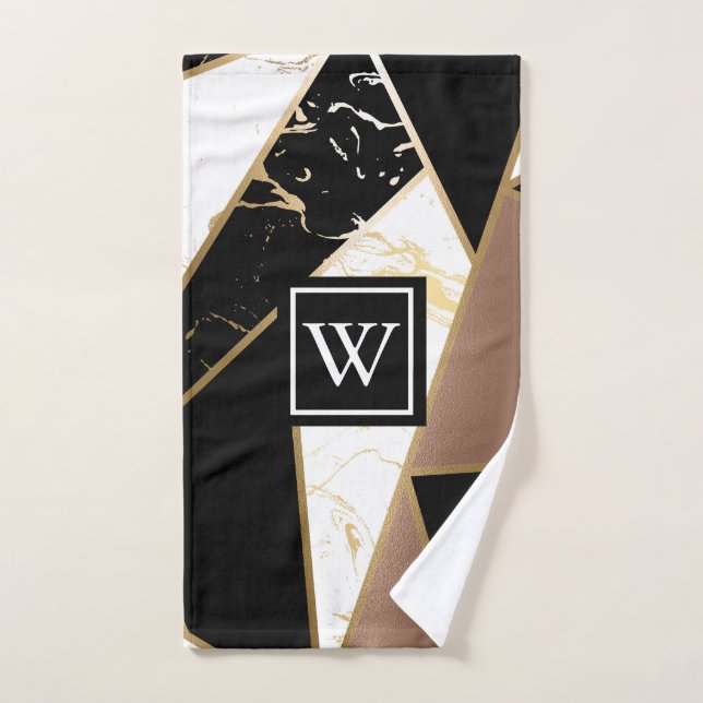 Conjunto De Toalhas Marble Foil Geométrico Mosaico (Toalha de mão)