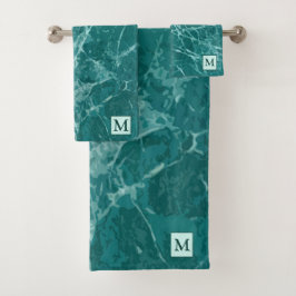 Conjunto De Toalhas Marble Marine Luxury Monograma
