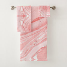 Conjunto De Toalhas Marble Rosa