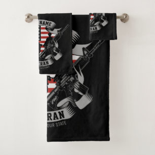 Conjunto De Toalhas Marca Personalizada Americana Veterana Orgulhosa V