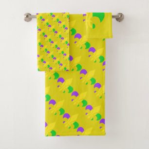 Conjunto De Toalhas Mardi Gras Fleur-de-Lis Verde Amarelo Roxo