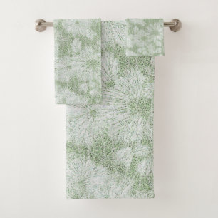 Conjunto De Toalhas Margarida Floral Verde Lima Aveludado