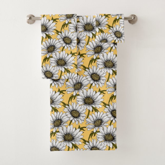 Conjunto De Toalhas Margaridas brancas, flores silvestres em amarelo (Insitu)