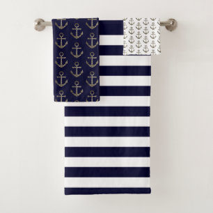 Conjunto De Toalhas Marinheiro Branco Azul Ancorado Náutico