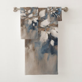 Conjunto De Toalhas Marinho Azul Claro Azul Castanho Moderno Floral