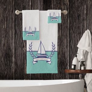 Conjunto De Toalhas Marinho Azul de Nave Marinha Costeira, Verão de Az