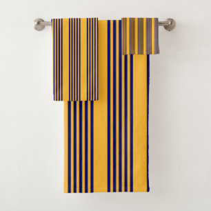 Conjunto De Toalhas Marinho azul e amarelo ensolarado cinco faixas