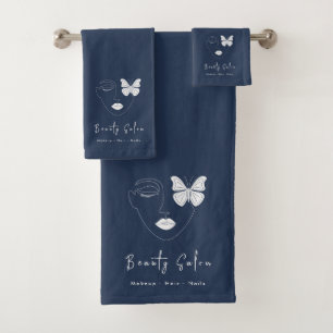 Conjunto De Toalhas Marinho Azul Salon de Beleza Profissional Minimali