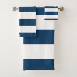 Conjunto De Toalhas Marinho Blue Stripes, White Stripes, Padrão Stripe