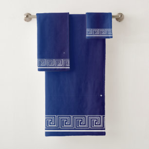 Conjunto De Toalhas Marinho branco verde-frio Design azul