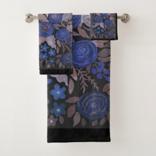Conjunto De Toalhas marinho de flores floridas de cor aquosa rosa cast