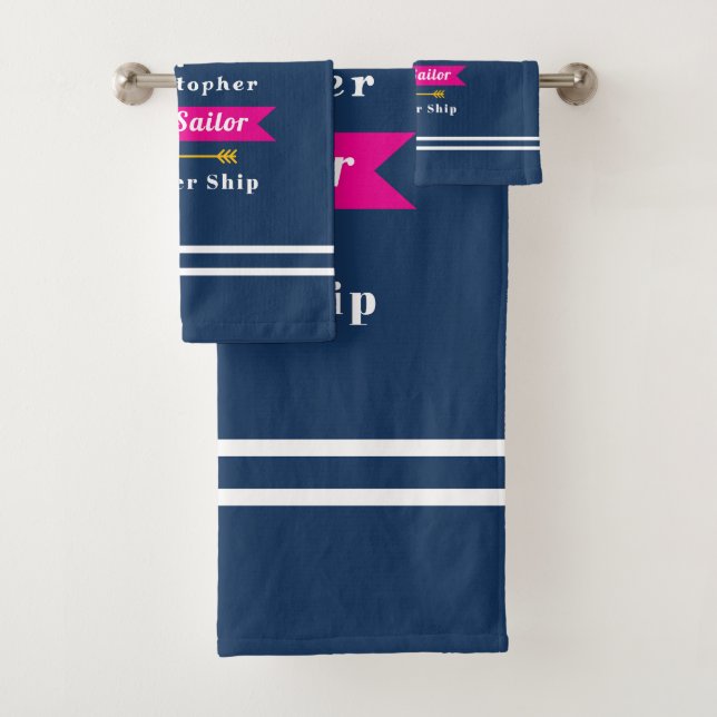 Conjunto De Toalhas Marinho de melhor marinheiro náutico (Insitu)