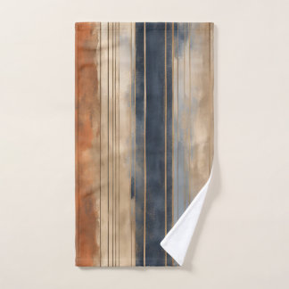 Conjunto De Toalhas Marinho Laranja Queimado Rasgo Azul Estressado