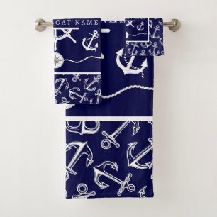 Conjunto De Toalhas Marinho Nutricional Blue Welcome Aboard Anchor