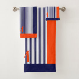 Conjunto De Toalhas Marinho Personalizado E Estética Náutica Laranja