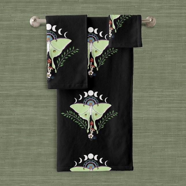 Conjunto De Toalhas Mariposa Lunar Etérea Verde Mística Celestial (Criador carregado)