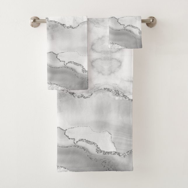 Conjunto De Toalhas Mármaco Lâmina de Lata Branca Moderna (Insitu)