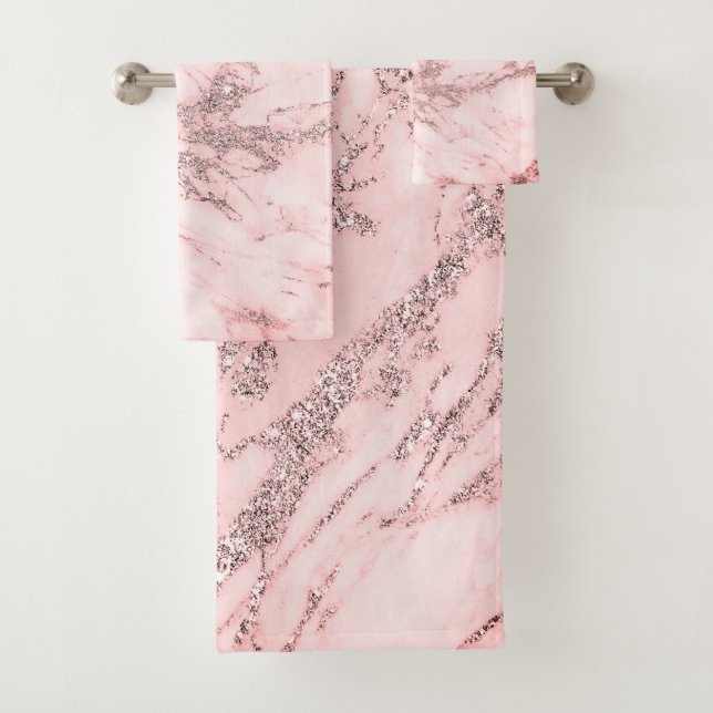 Conjunto De Toalhas Mármore cinza rosa chic elegante (Insitu)