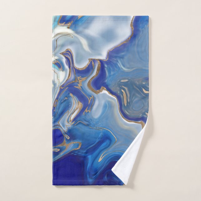 Conjunto De Toalhas Mármore Líquido de Agate Azul (Toalha de mão)