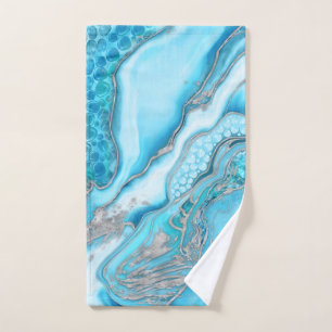 Conjunto De Toalhas Mármore líquido - quartzo azul e pedras de gema