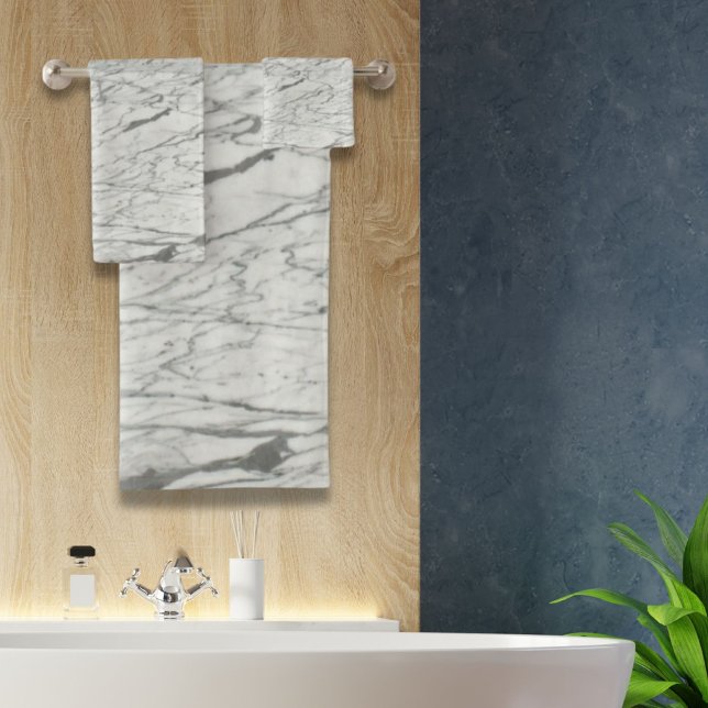 Conjunto De Toalhas mármore na moda moderno de cinzas quicas (minimalist stylish modern chic grey marble bath towel set)