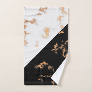 Conjunto De Toalhas Mármore Negro e Branco