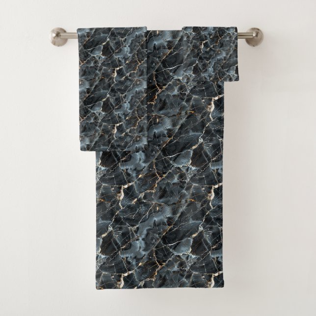 Conjunto De Toalhas Mármore Preto  (Insitu)